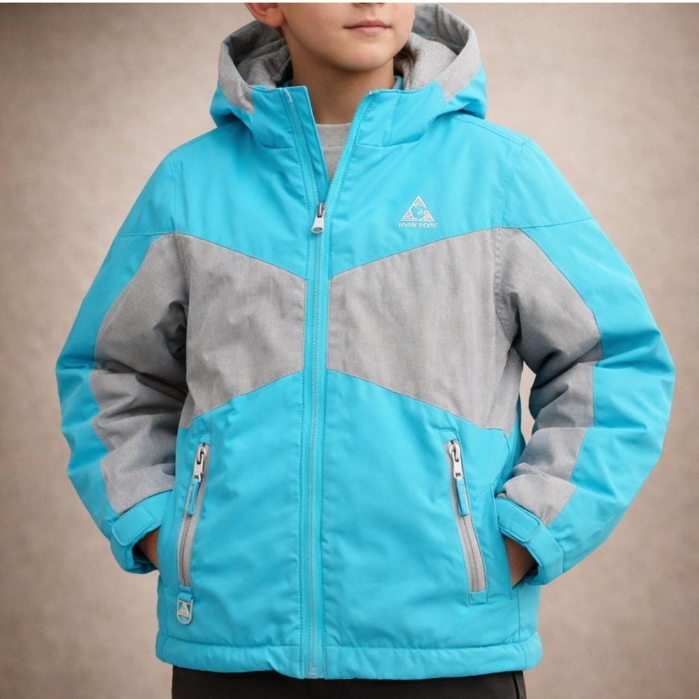 Gerry Kids Insulted Hooded Winter Jacket Size M (10-12) Teal & Gray Performance